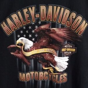 Harley-Davidson Black Short Sleeve Tee Eagle & Flag Men’s Large
